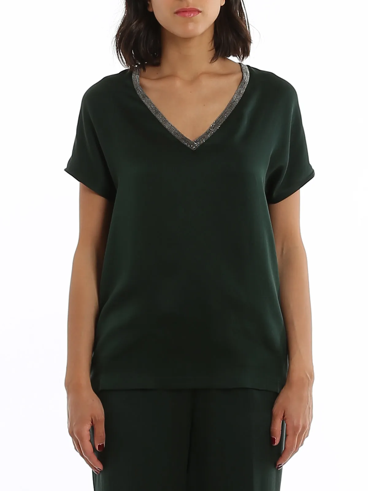 Fabiana Filippi Maglia Scollo V Verde Donna