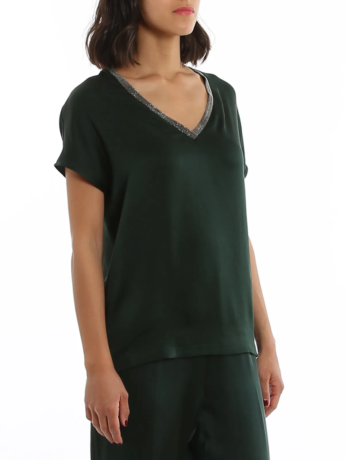 Fabiana Filippi Maglia Scollo V Verde Donna