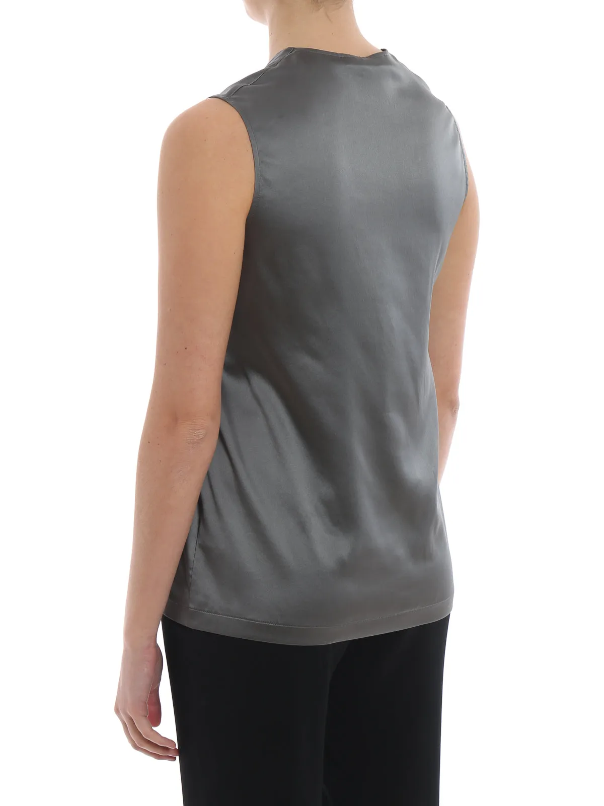 Fabiana Filippi Top In Seta Stretch Grigio Donna