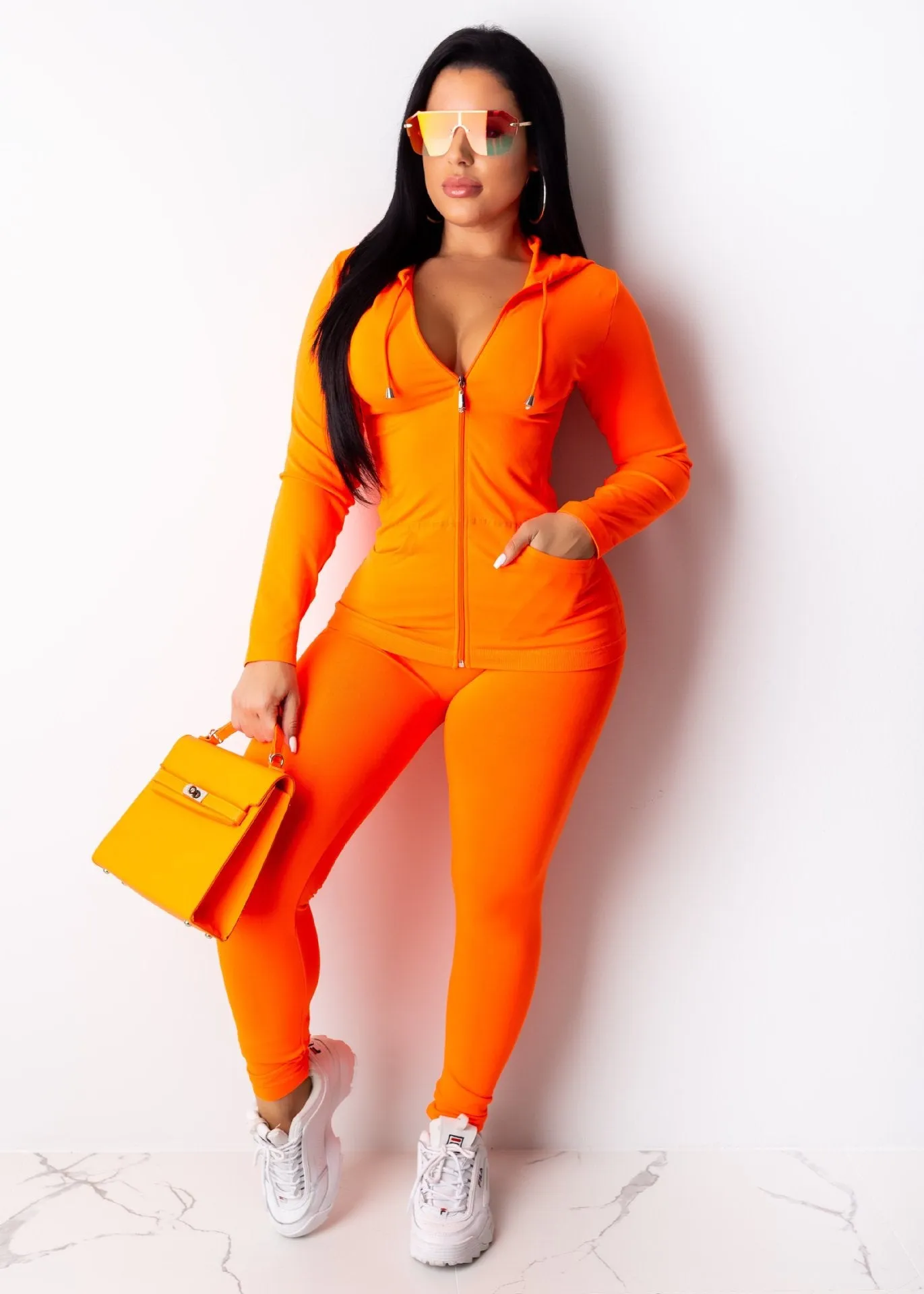 Fashion Hooded Two Piece Set Pants Suit Sportwear Tracksuit Women Outfits