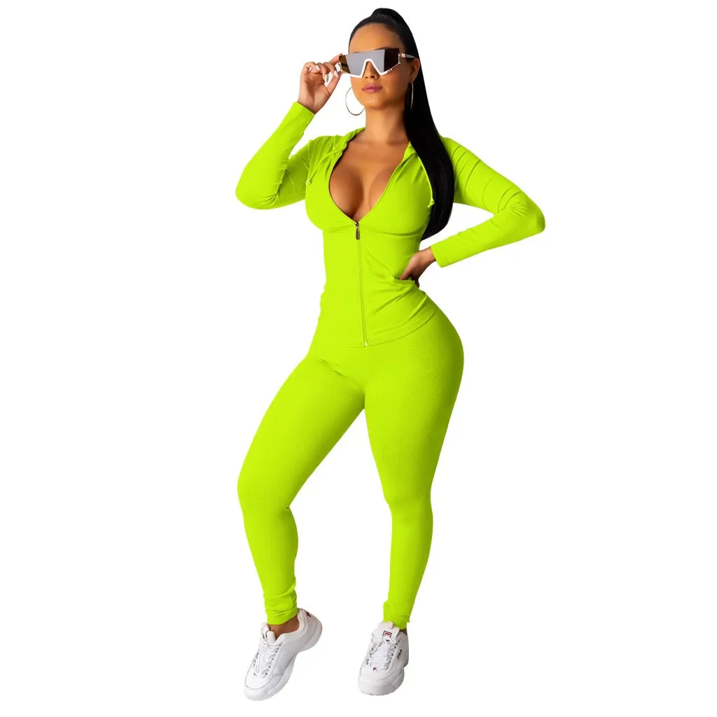 Fashion Hooded Two Piece Set Pants Suit Sportwear Tracksuit Women Outfits