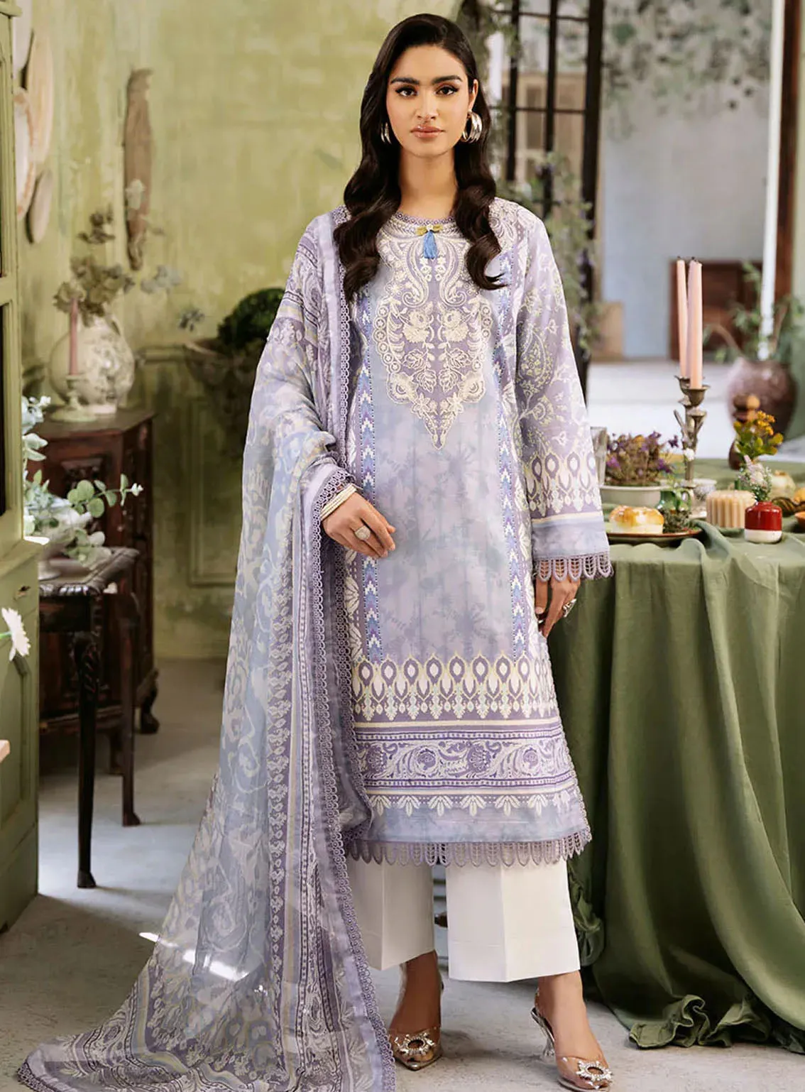 Flora By Roheenaz Embroidered Lawn 3 Piece Unstitched Suit RNZ24F RNP-02B LUMINA