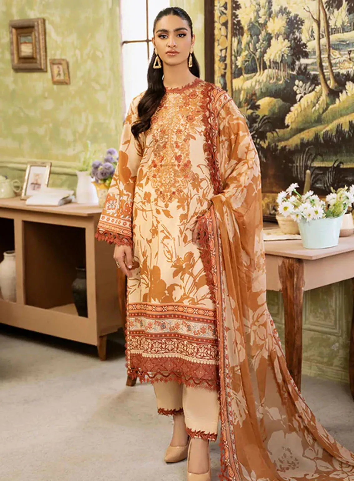 Flora By Roheenaz Embroidered Lawn 3 Piece Unstitched Suit RNZ24F RNP-05A HARMONIA