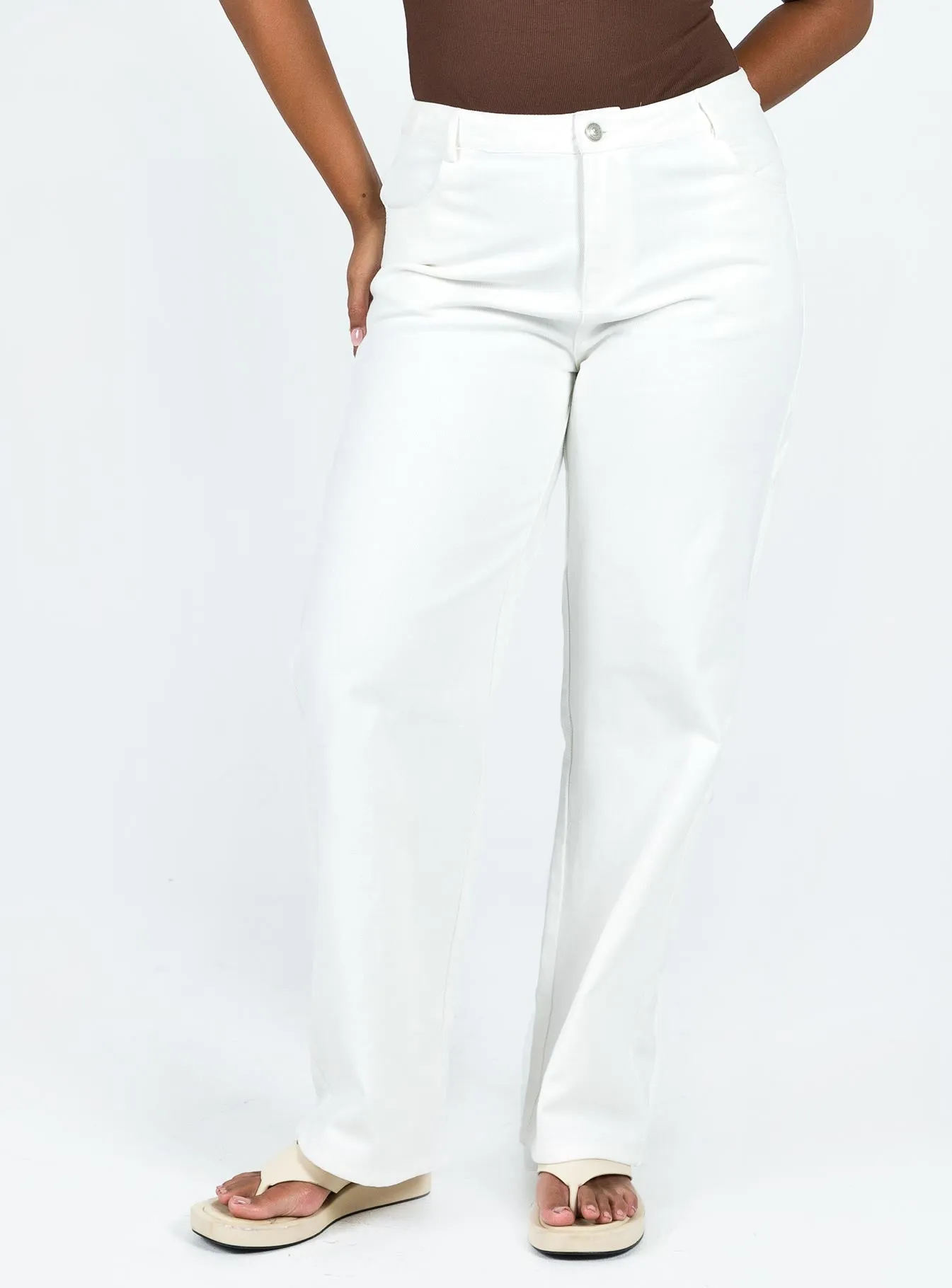 Garza Wide Leg Jeans White Denim