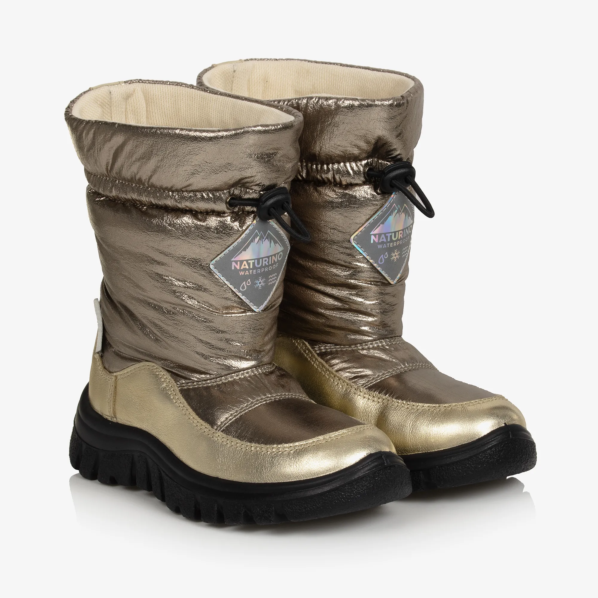 Girls Gold Waterproof Snow Boots