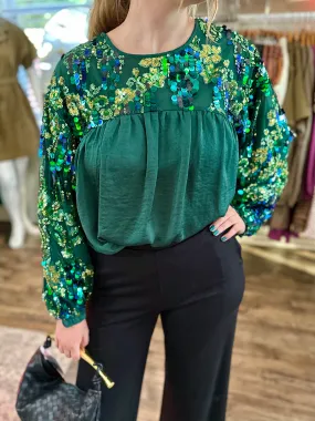 Green Sequin Top