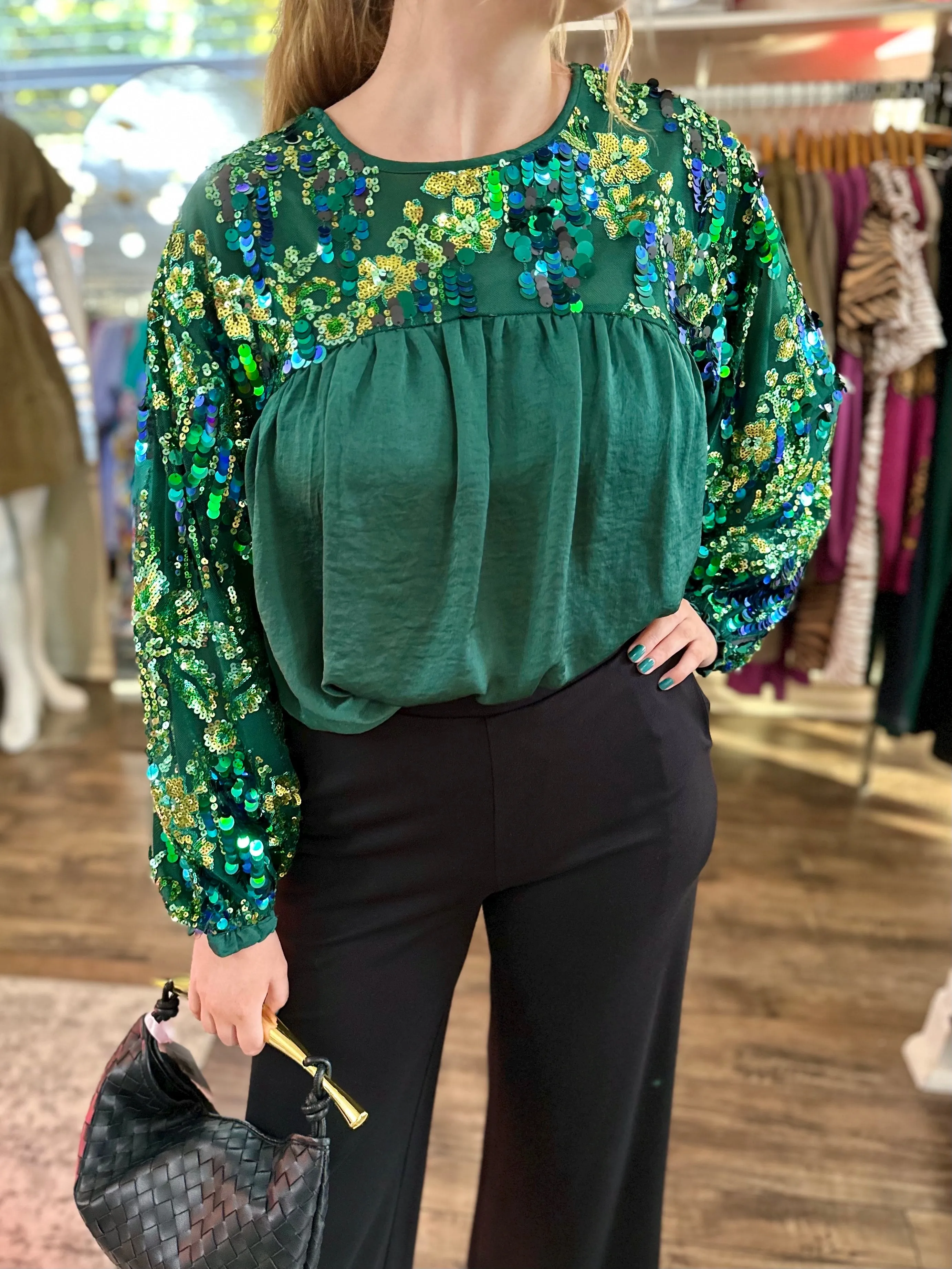 Green Sequin Top