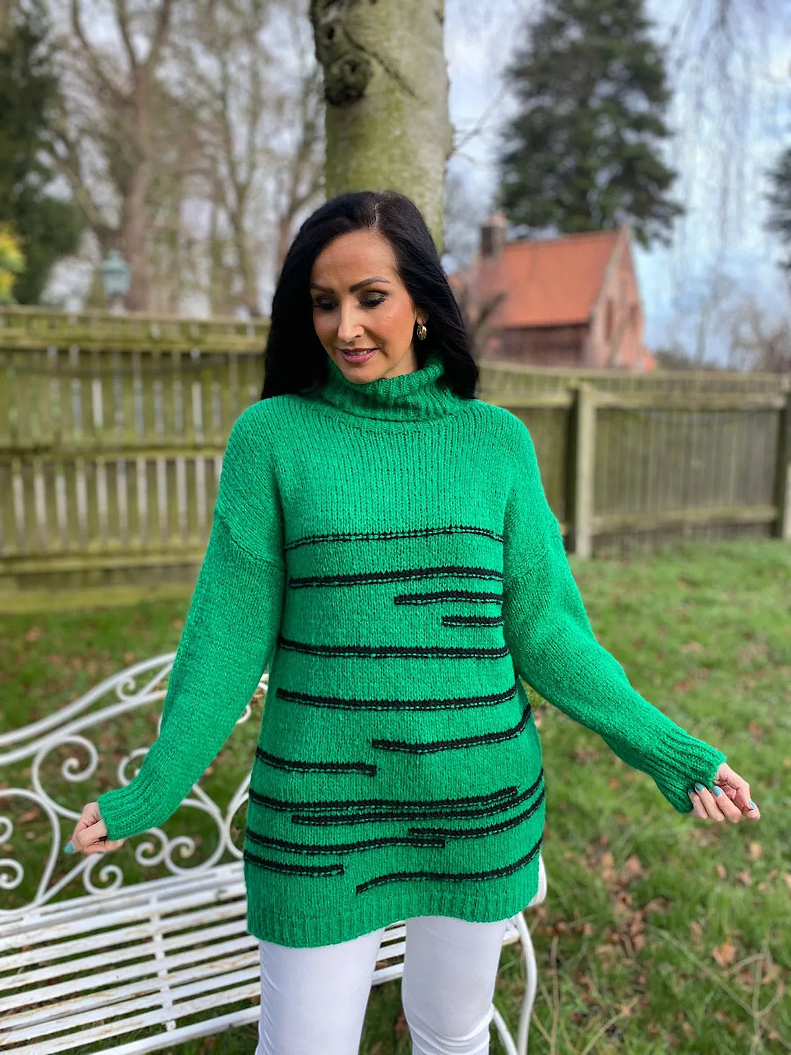 Green Stripe Patterned Jumper Dina