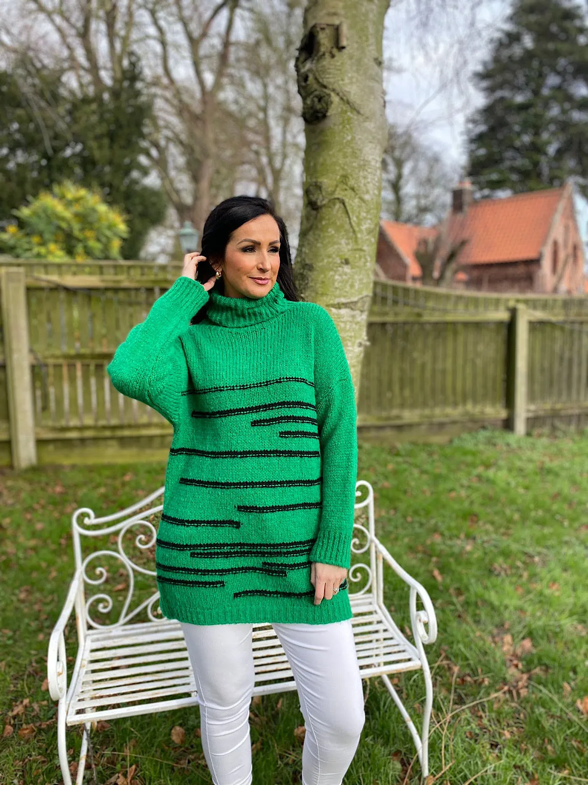 Green Stripe Patterned Jumper Dina