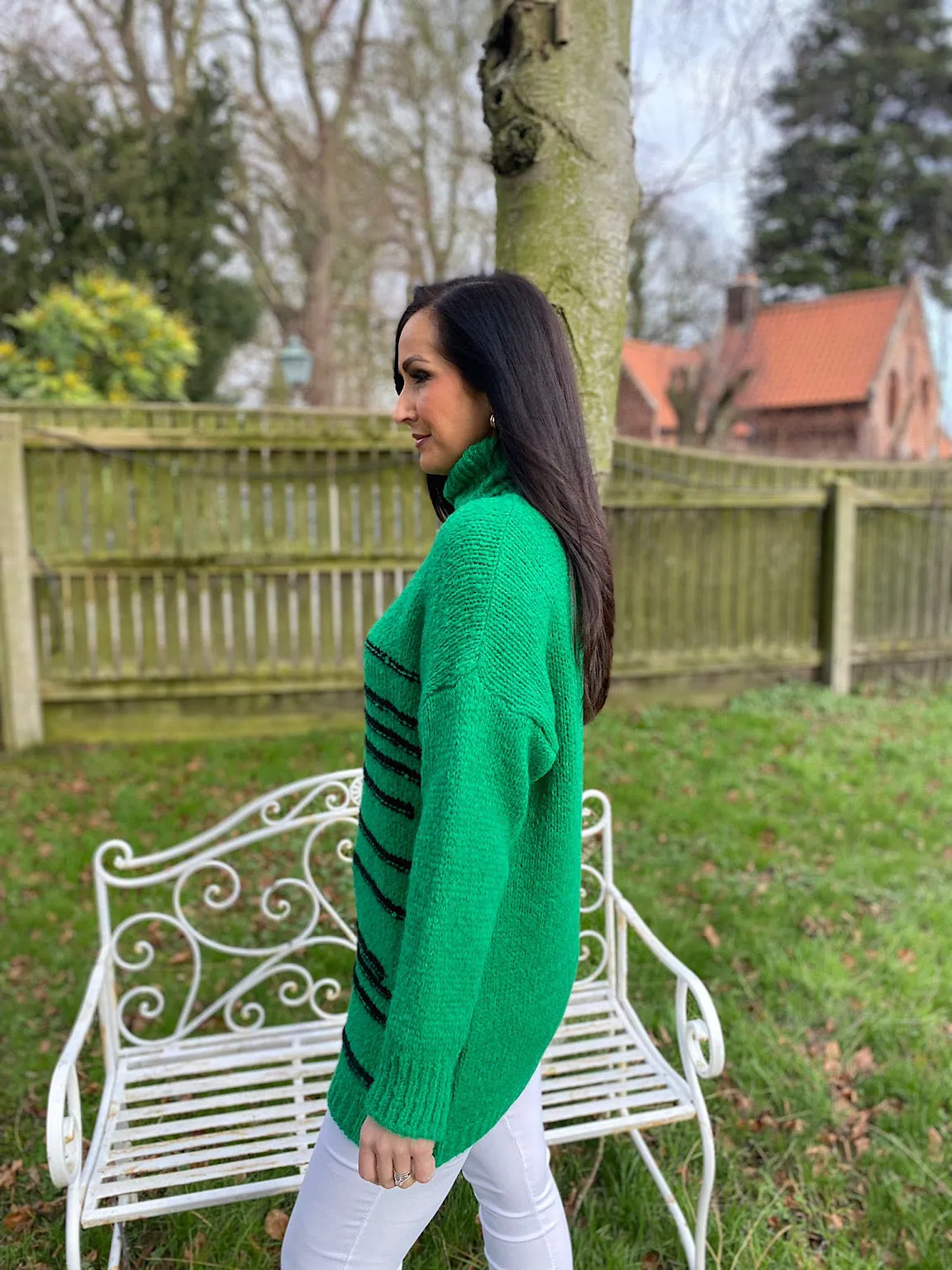 Green Stripe Patterned Jumper Dina