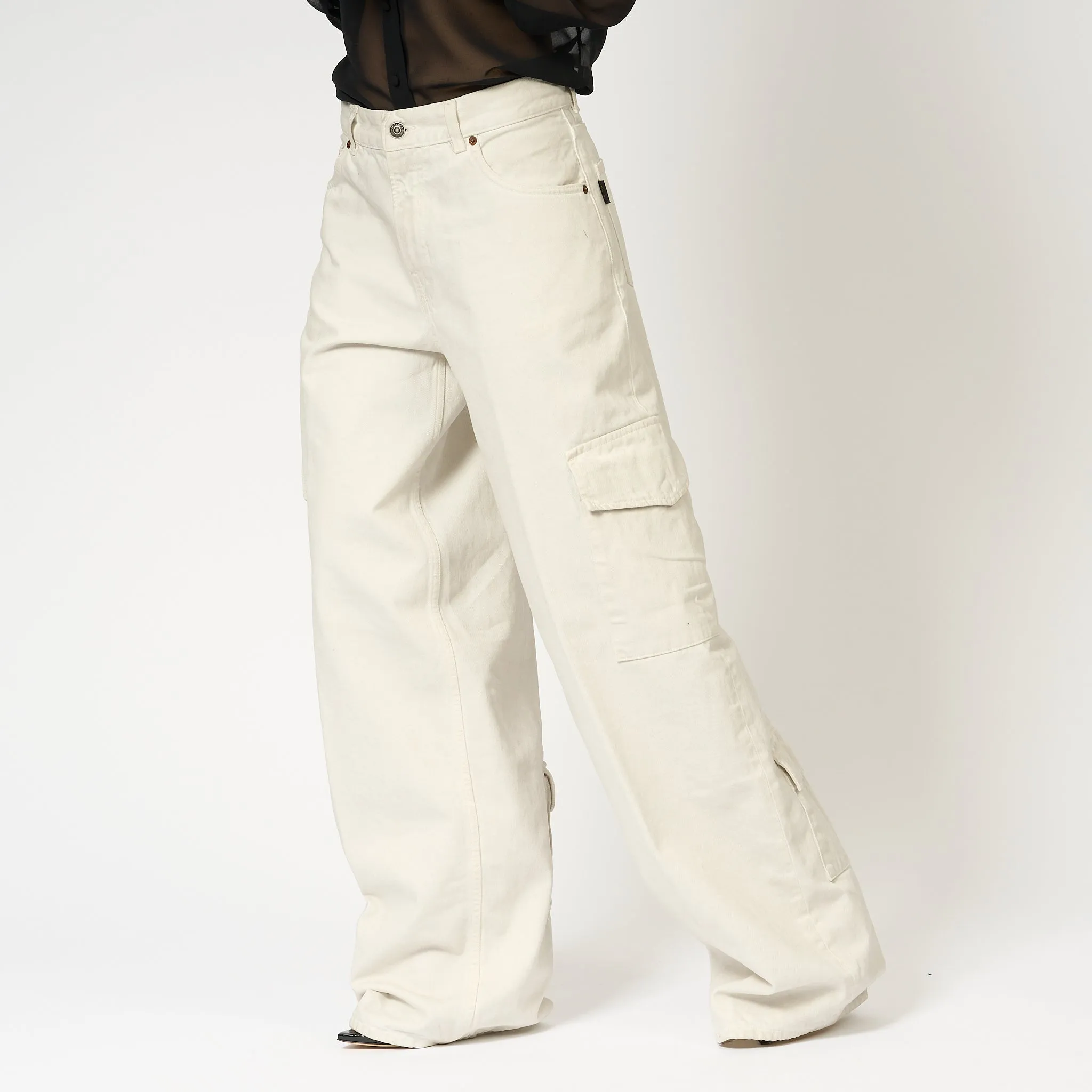 Haikure Jeans Cargo Bianco Donna