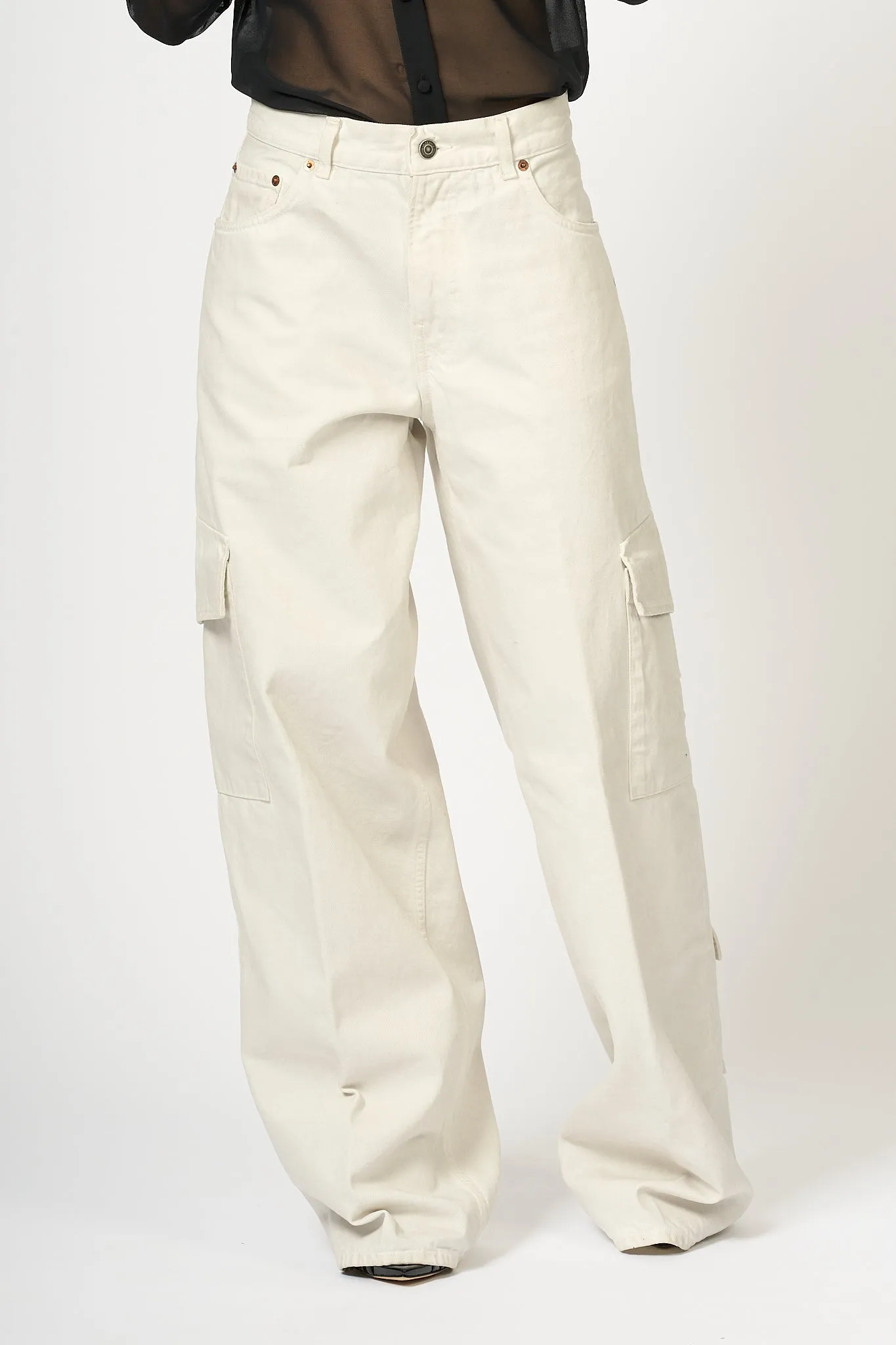 Haikure Jeans Cargo Bianco Donna