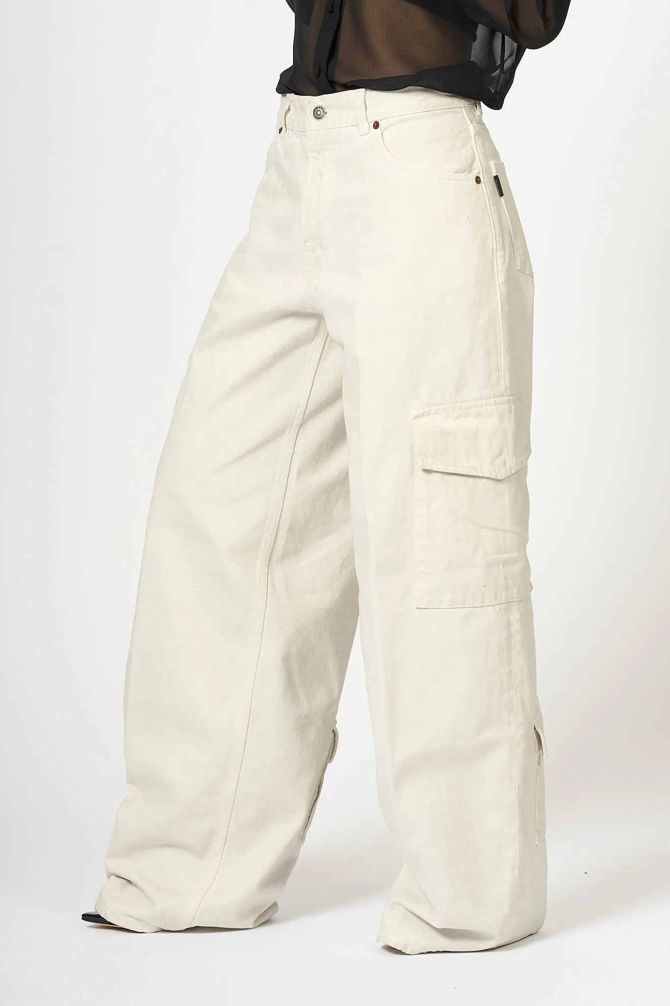 Haikure Jeans Cargo Bianco Donna