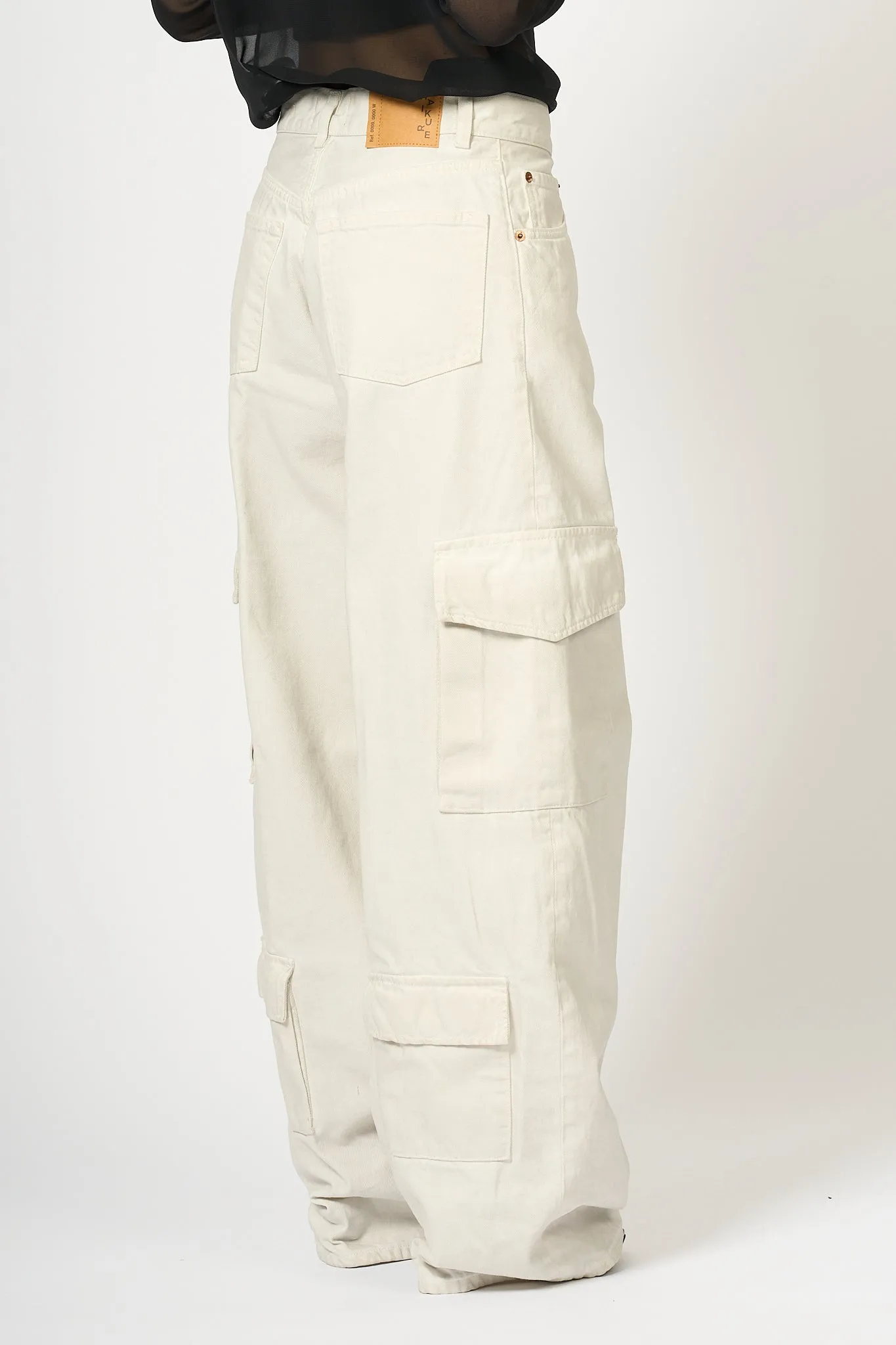 Haikure Jeans Cargo Bianco Donna