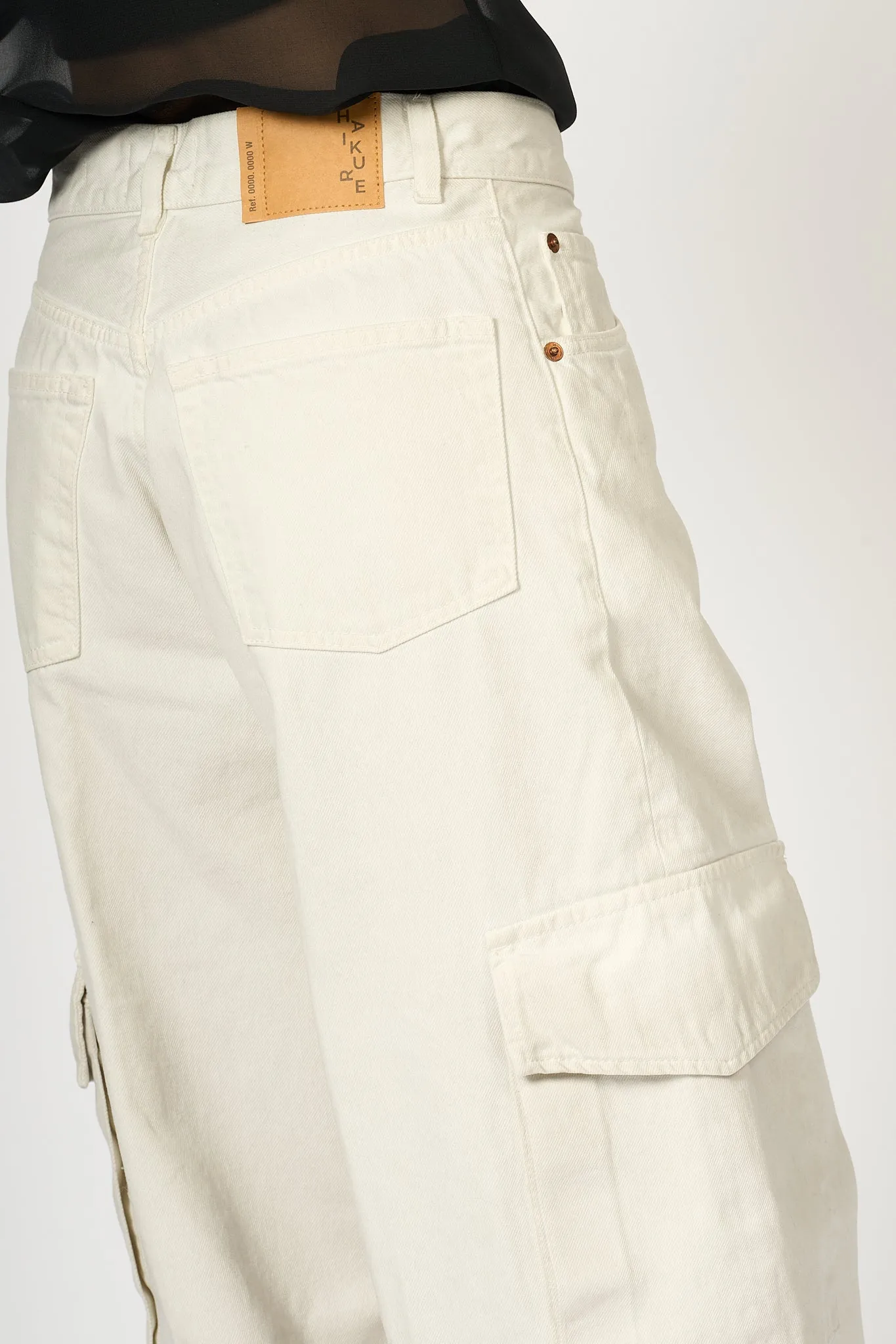 Haikure Jeans Cargo Bianco Donna