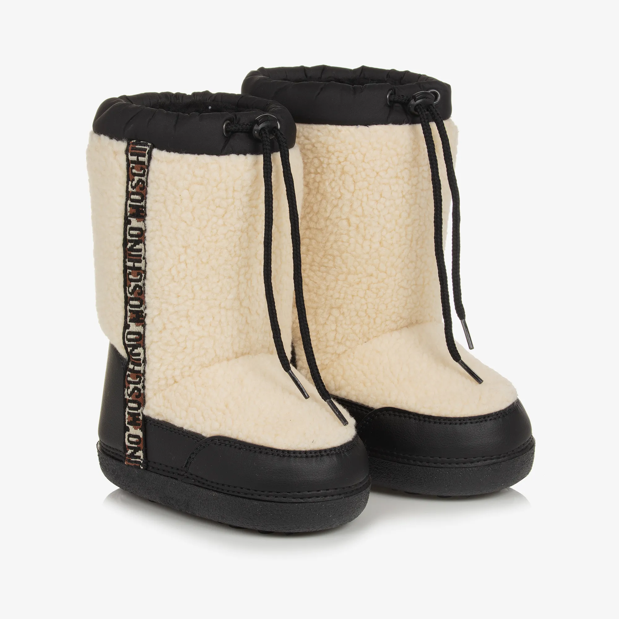 Ivory Sherpa Fleece Snow Boots