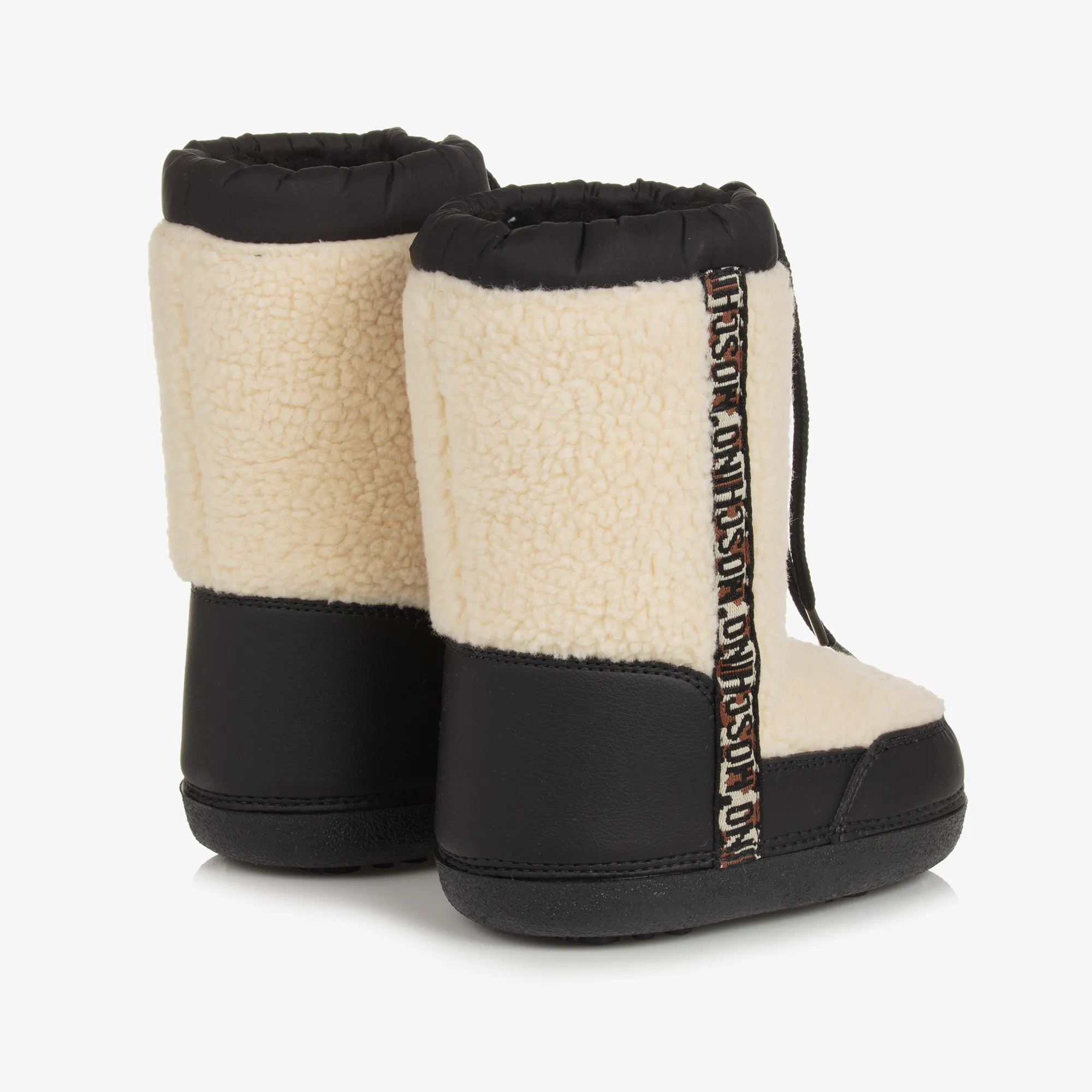 Ivory Sherpa Fleece Snow Boots