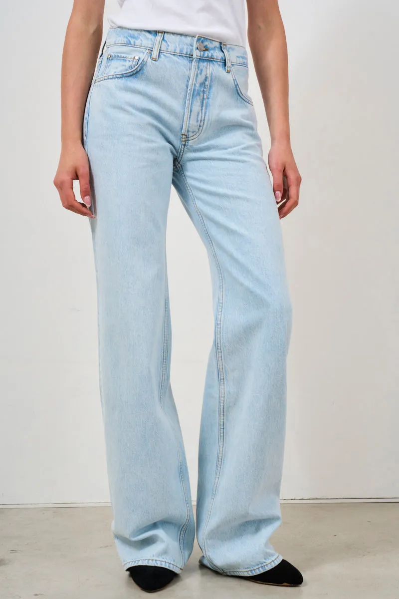 Jeans donna in cotone a gamba larga