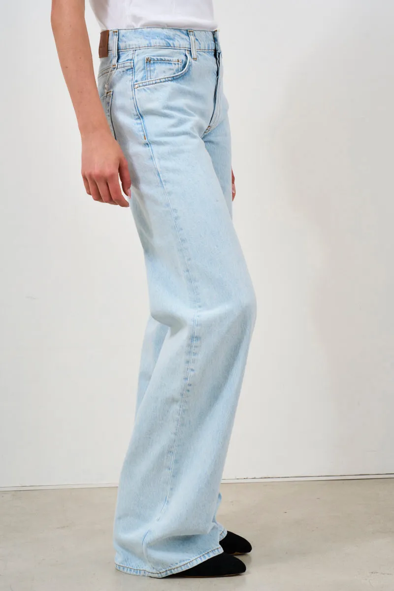 Jeans donna in cotone a gamba larga