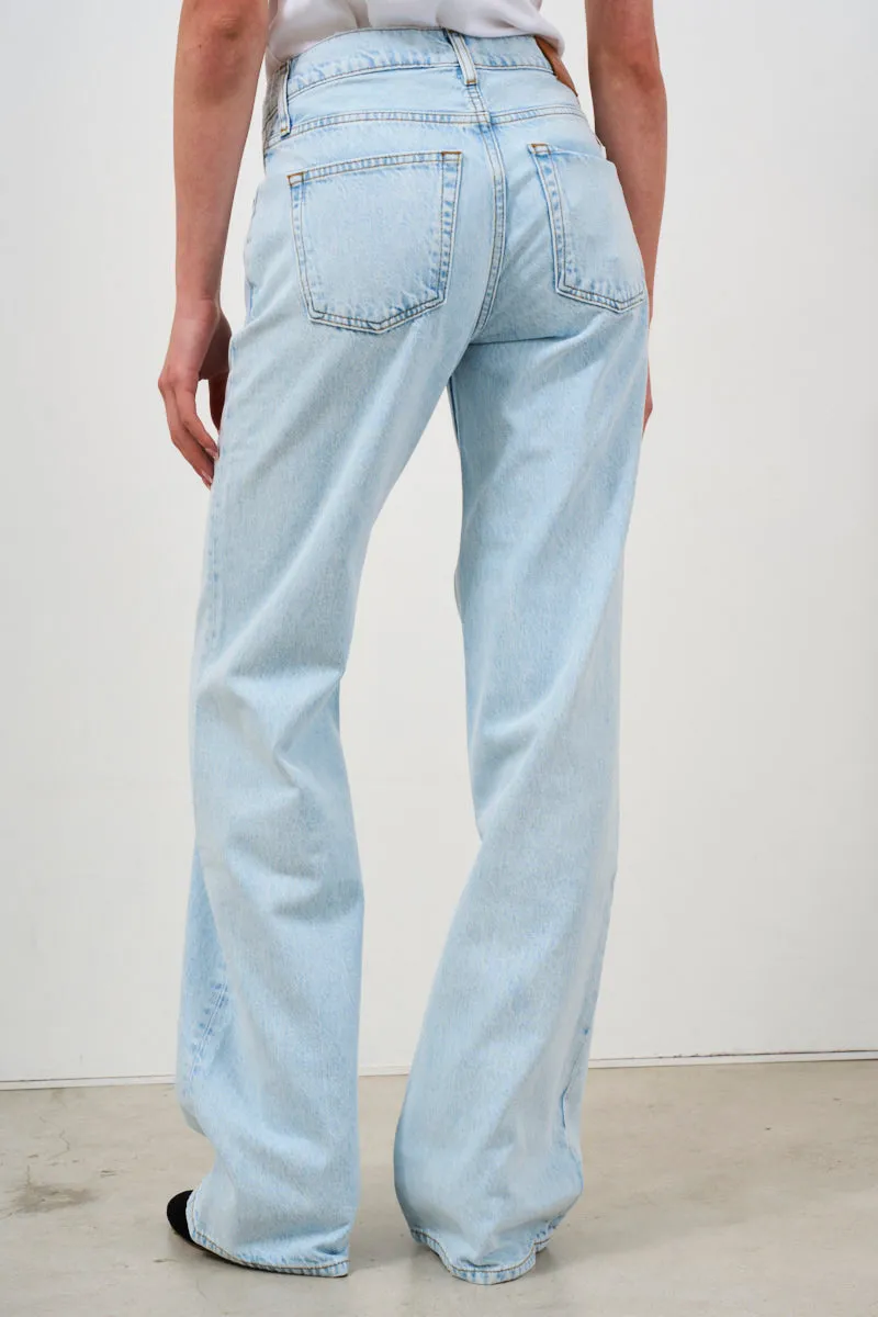 Jeans donna in cotone a gamba larga