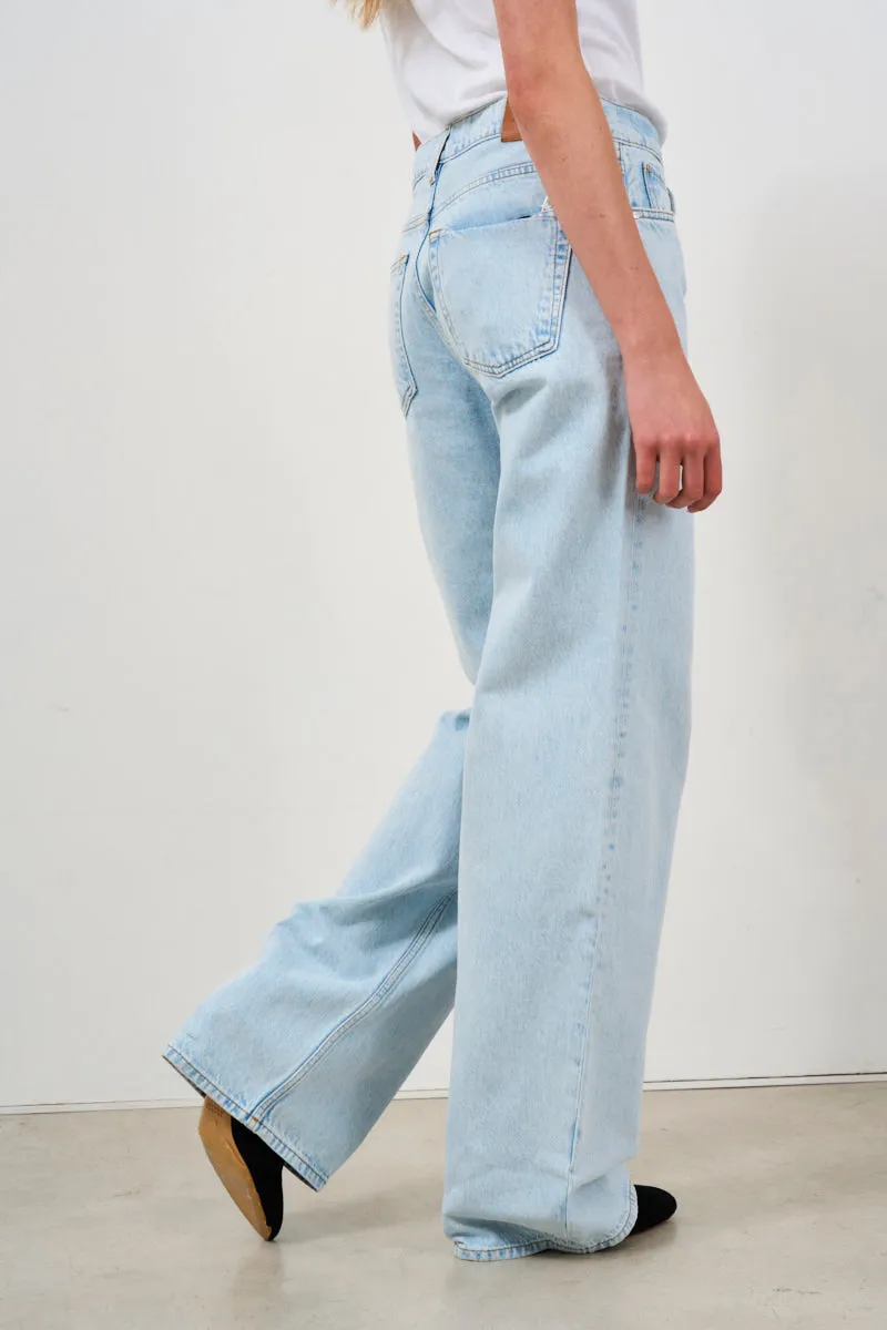 Jeans donna in cotone a gamba larga