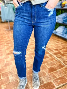 Judy Blue Dark Wash Boyfriend Distressed