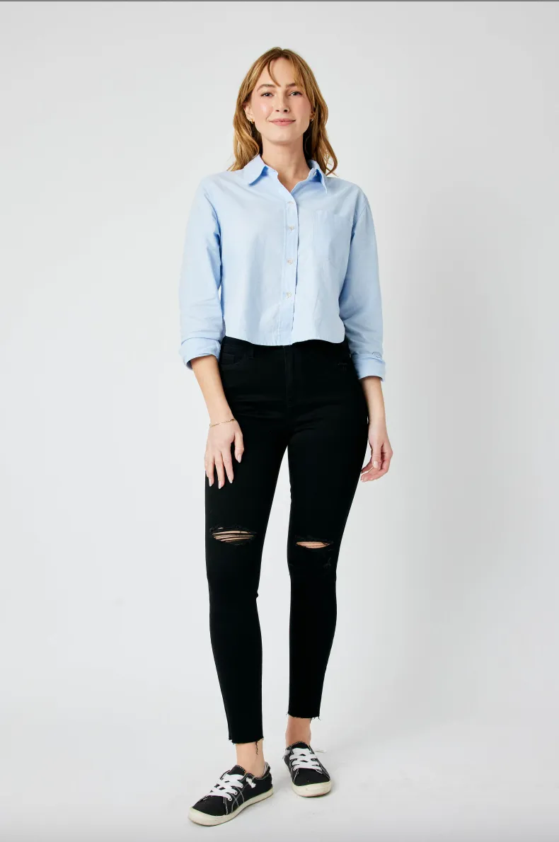 Judy Blue Destroyed Raw Hem Black Jeans