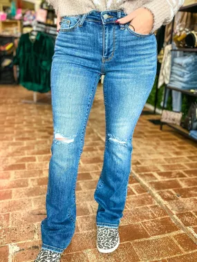 Judy Blue Mid Rise Bootcut-Distressed