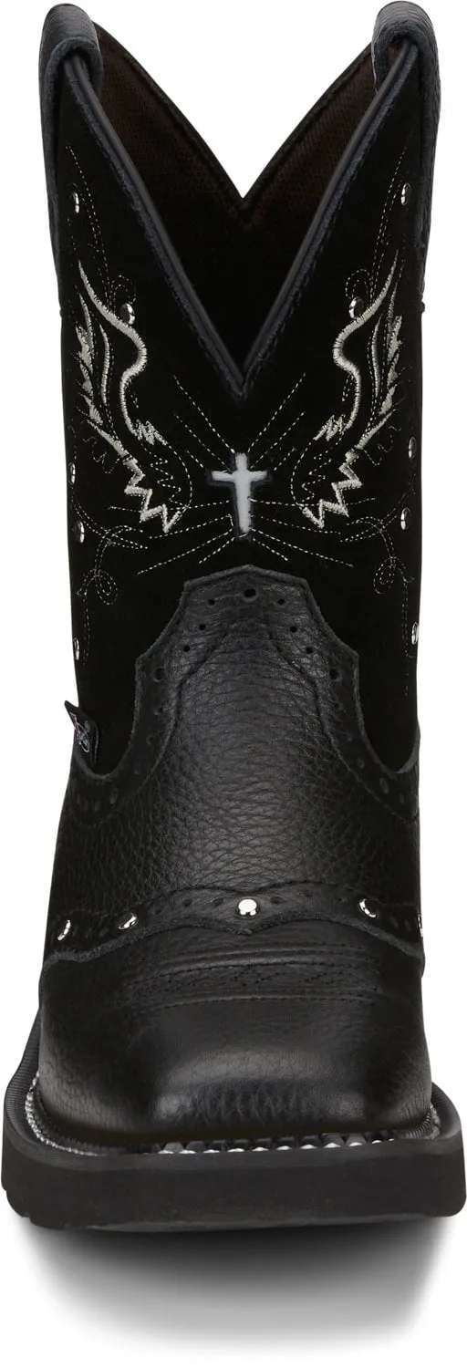 Justin 8in Womens Black Mandra Leather Cowboy Boots