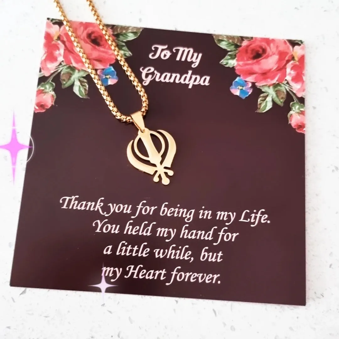 Khanda Necklace Gold Plated with Box Chain- Father's Day