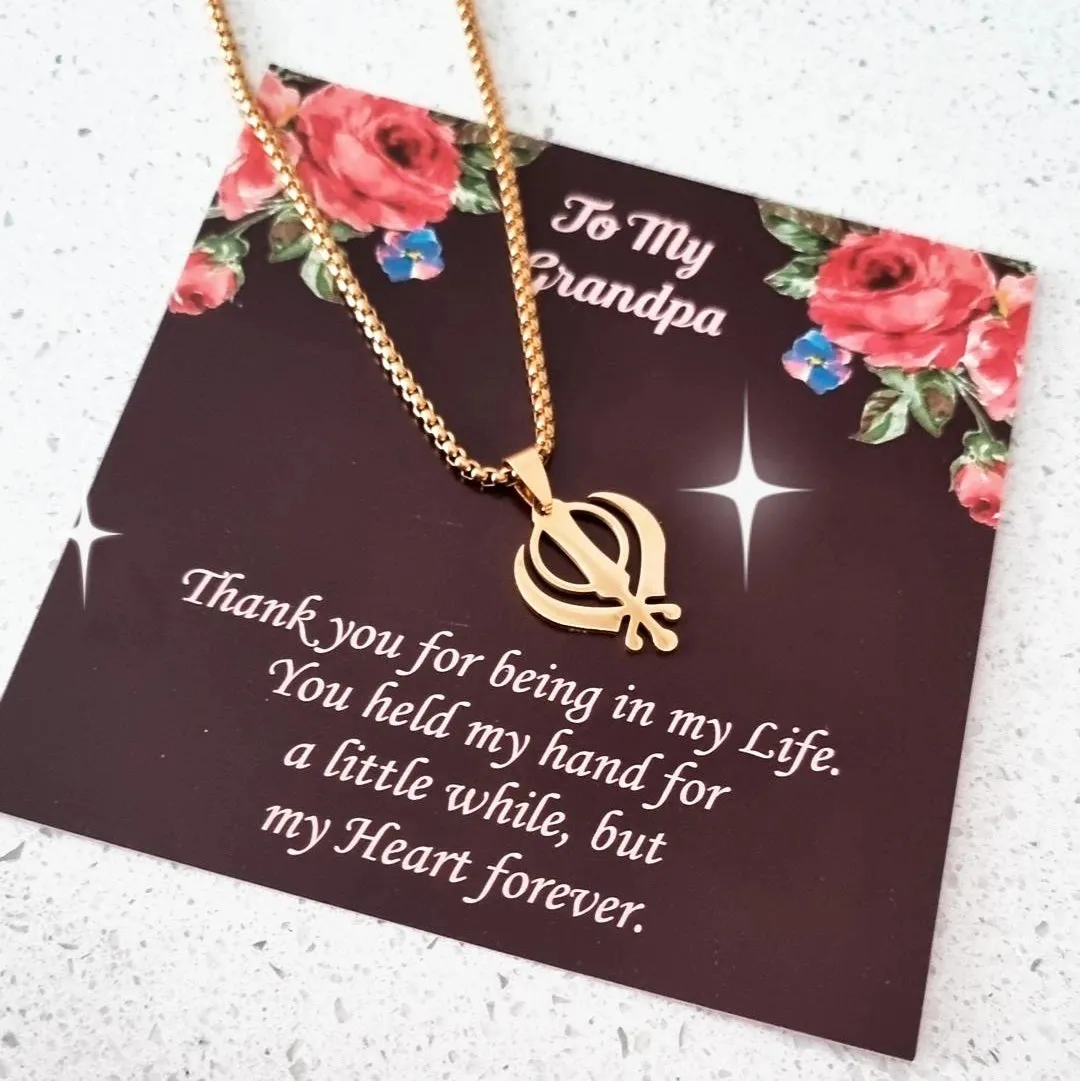 Khanda Necklace Gold Plated with Box Chain- Father's Day