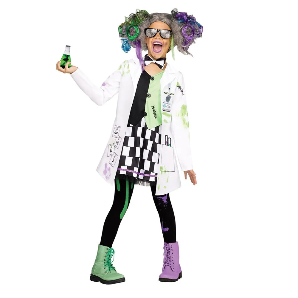 Kids Crazy Scientist Cosplay Costume Outfits Halloween Carnival Party Disguise Suit