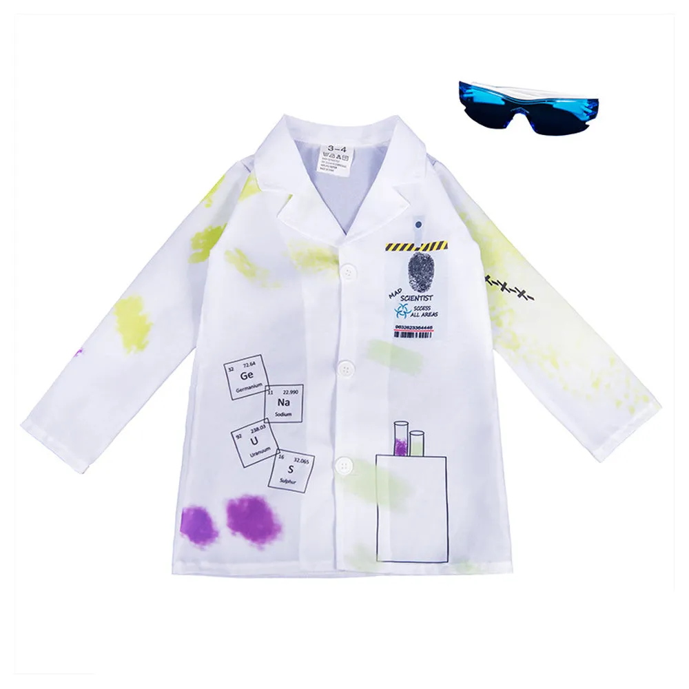 Kids Crazy Scientist Cosplay Costume Outfits Halloween Carnival Party Disguise Suit