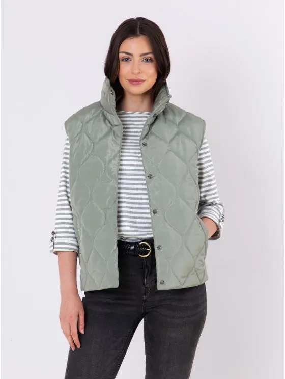 Kudrow Quilted Gilet in Sage Green