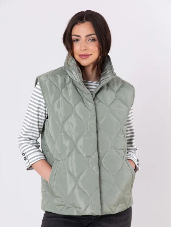 Kudrow Quilted Gilet in Sage Green