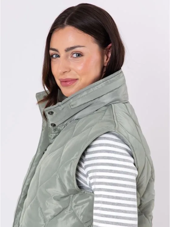 Kudrow Quilted Gilet in Sage Green