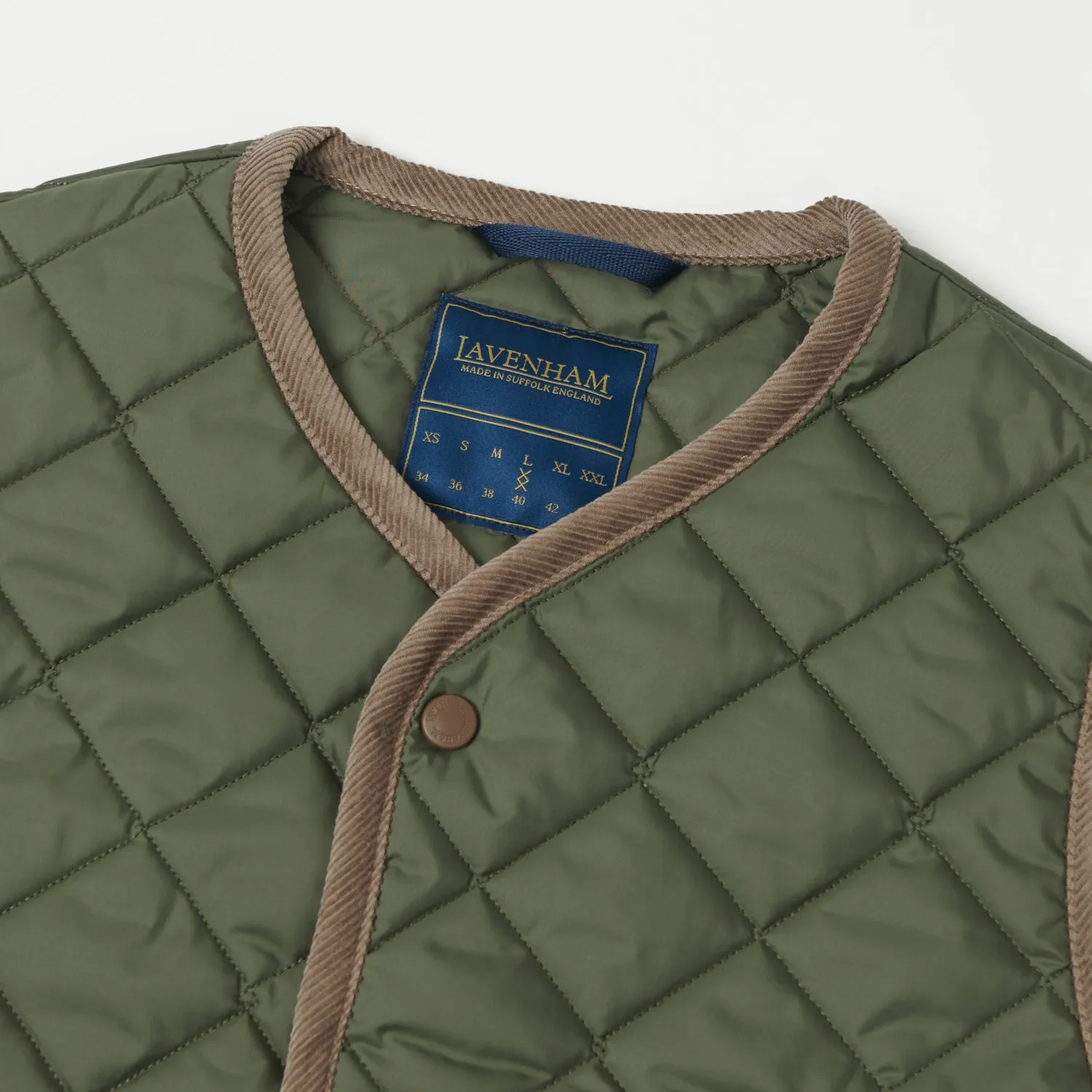 Lavenham Thornham Quilted Gilet - Olive Green/Olive Green