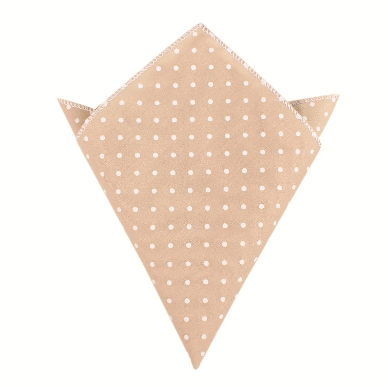 Light Brown with White Polka Dots Cotton Pocket Square