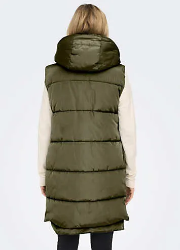 Longline Hooded Quilted Gilet by Only | Look Again