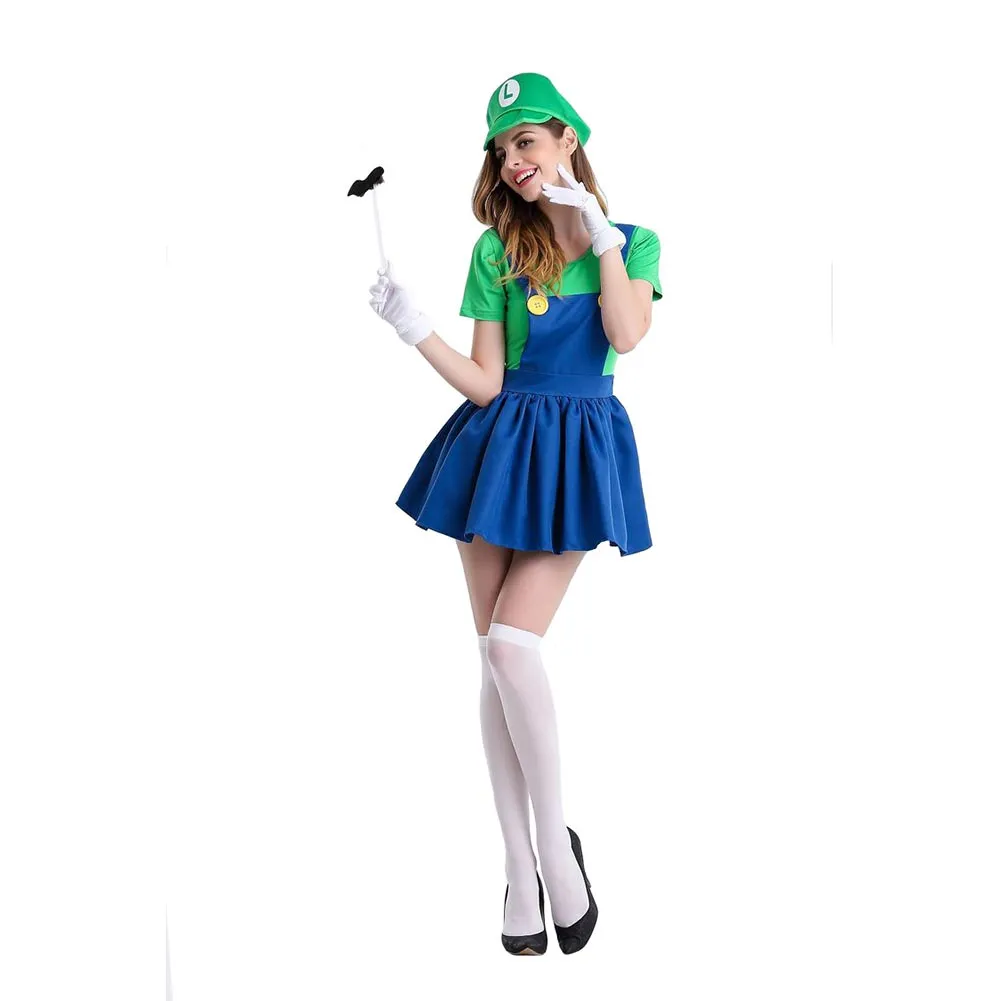 Luigi Cosplay Costume  Dress Gloves Outfits Halloween Carnival Party Suit