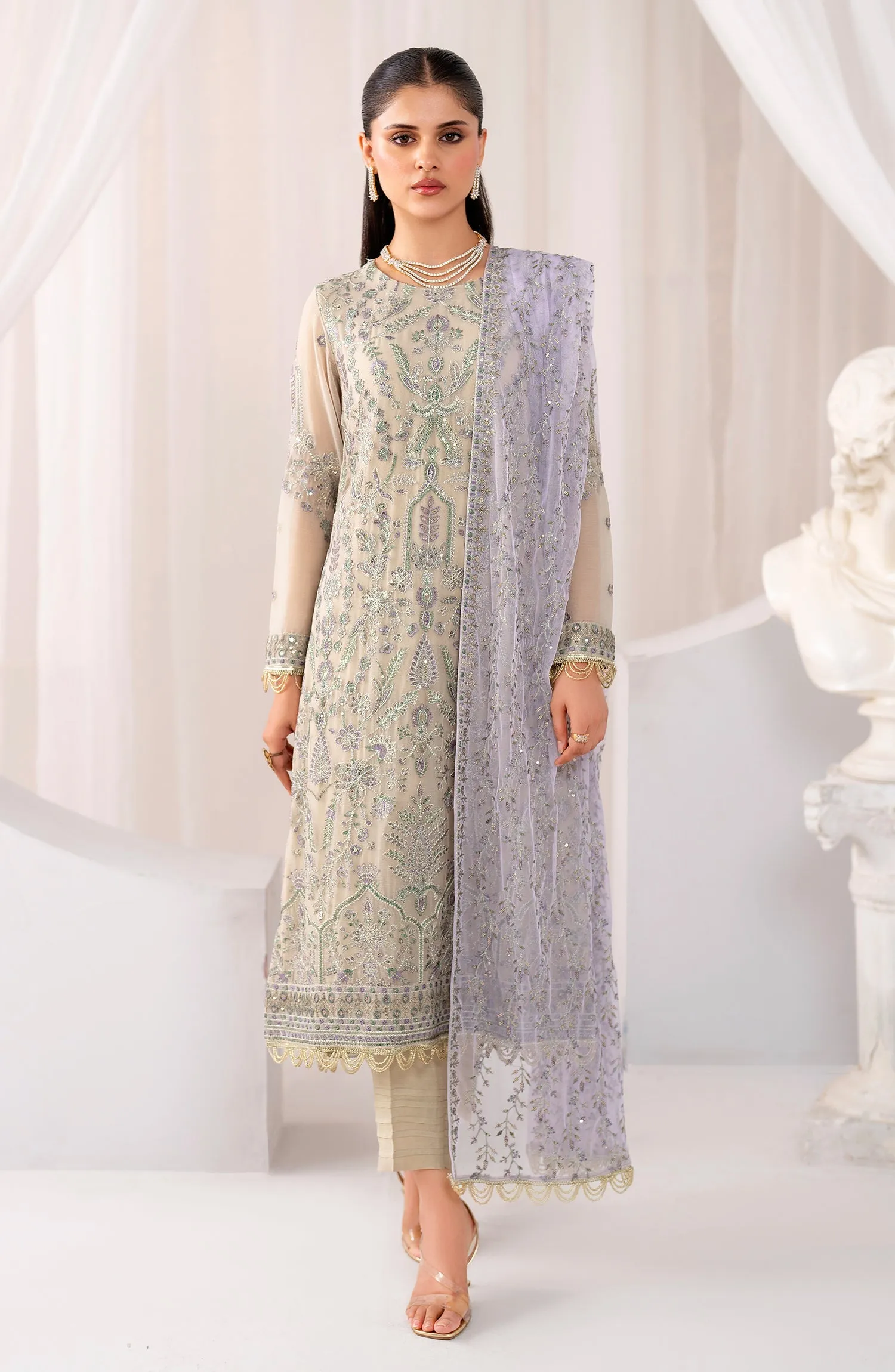 Maheer by Zarif Sequins Embroidered Chiffon Unstitched 3Pc Suit ZMU-08 AFSANAH