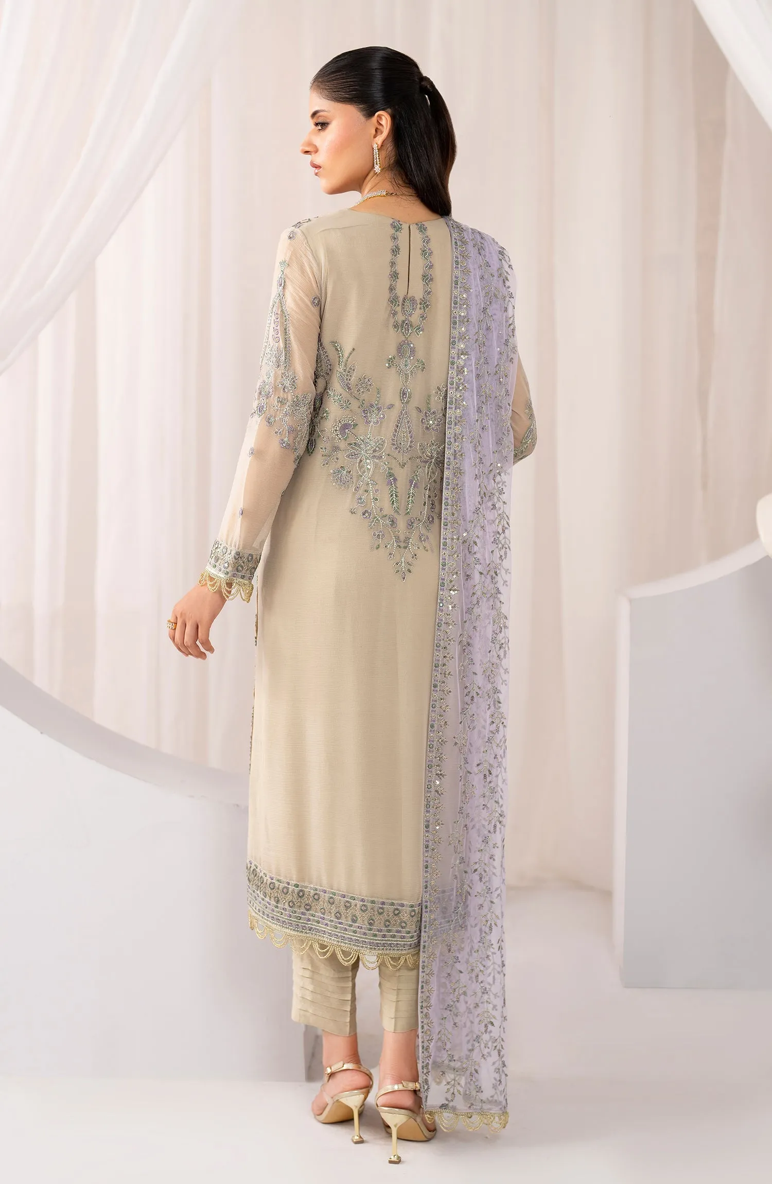 Maheer by Zarif Sequins Embroidered Chiffon Unstitched 3Pc Suit ZMU-08 AFSANAH