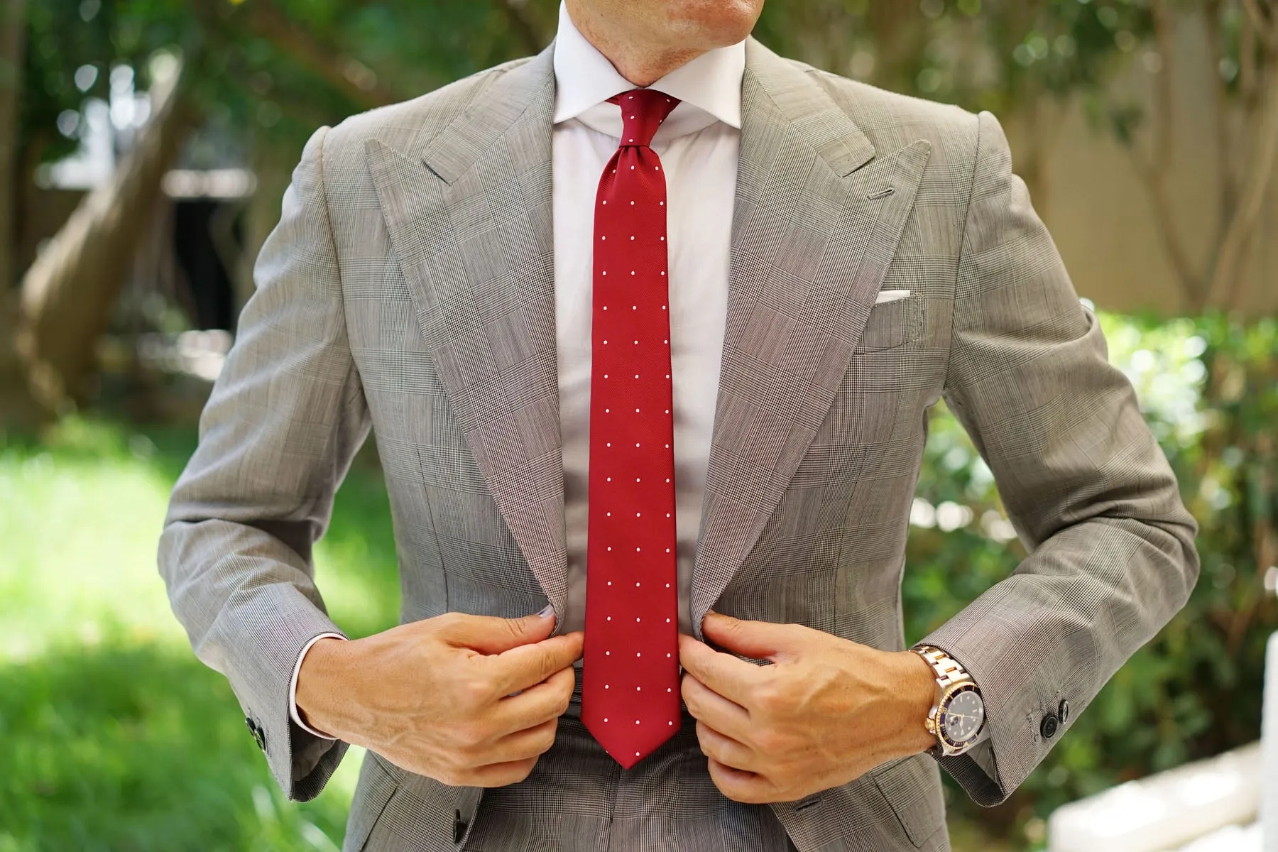 Maroon with White Polka Dots Skinny Tie