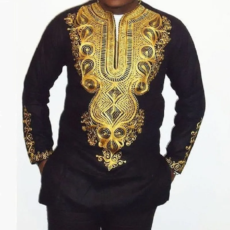 Men's African 3D Printed Ethnic Full Sleeve Traditional Two-Piece Suit