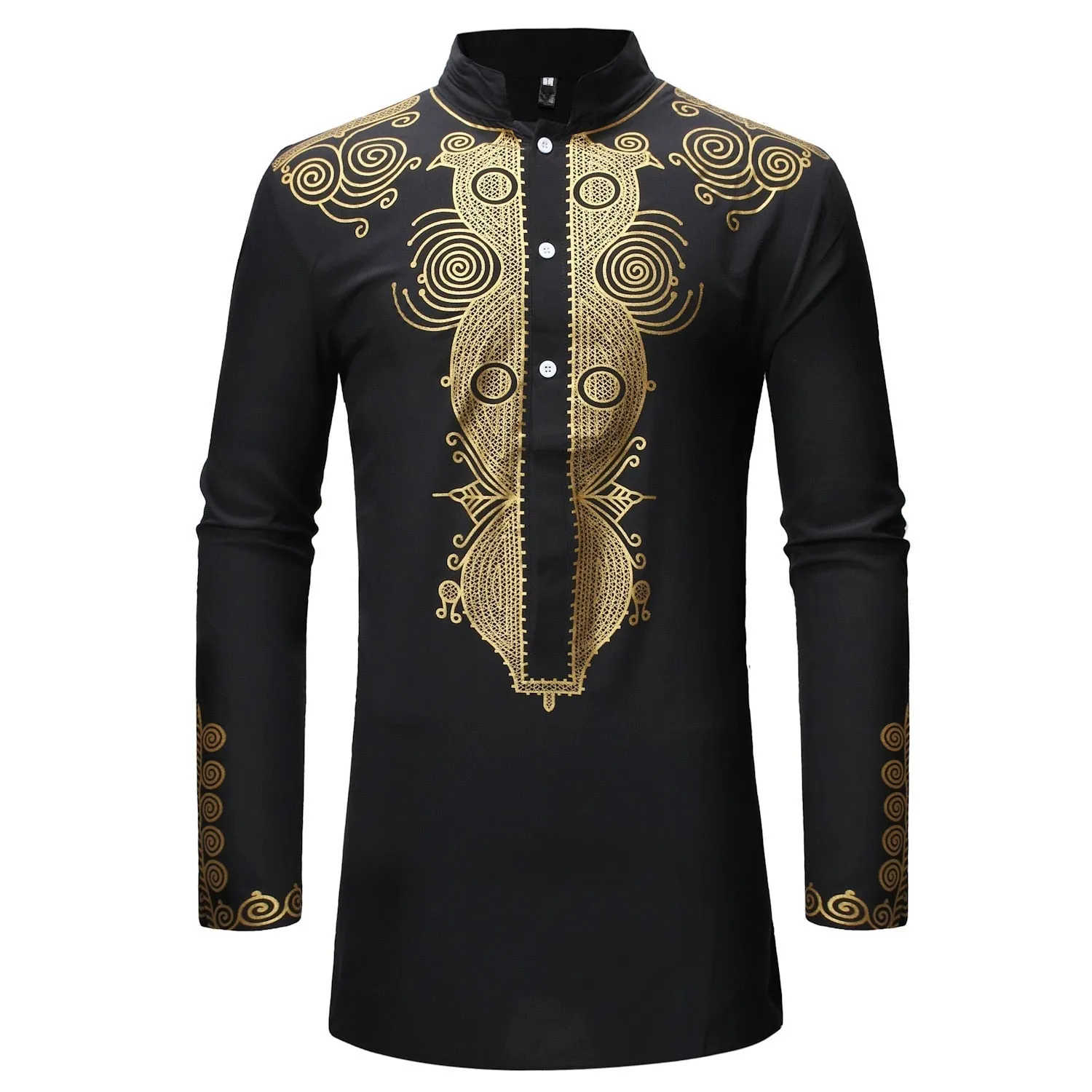 Men's African 3D Printed Ethnic Full Sleeve Traditional Two-Piece Suit