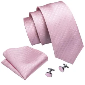 Men's Wedding Suit Gravatas Corbatas 8.5cm Pink Necktie Cufflinks Cravat Set