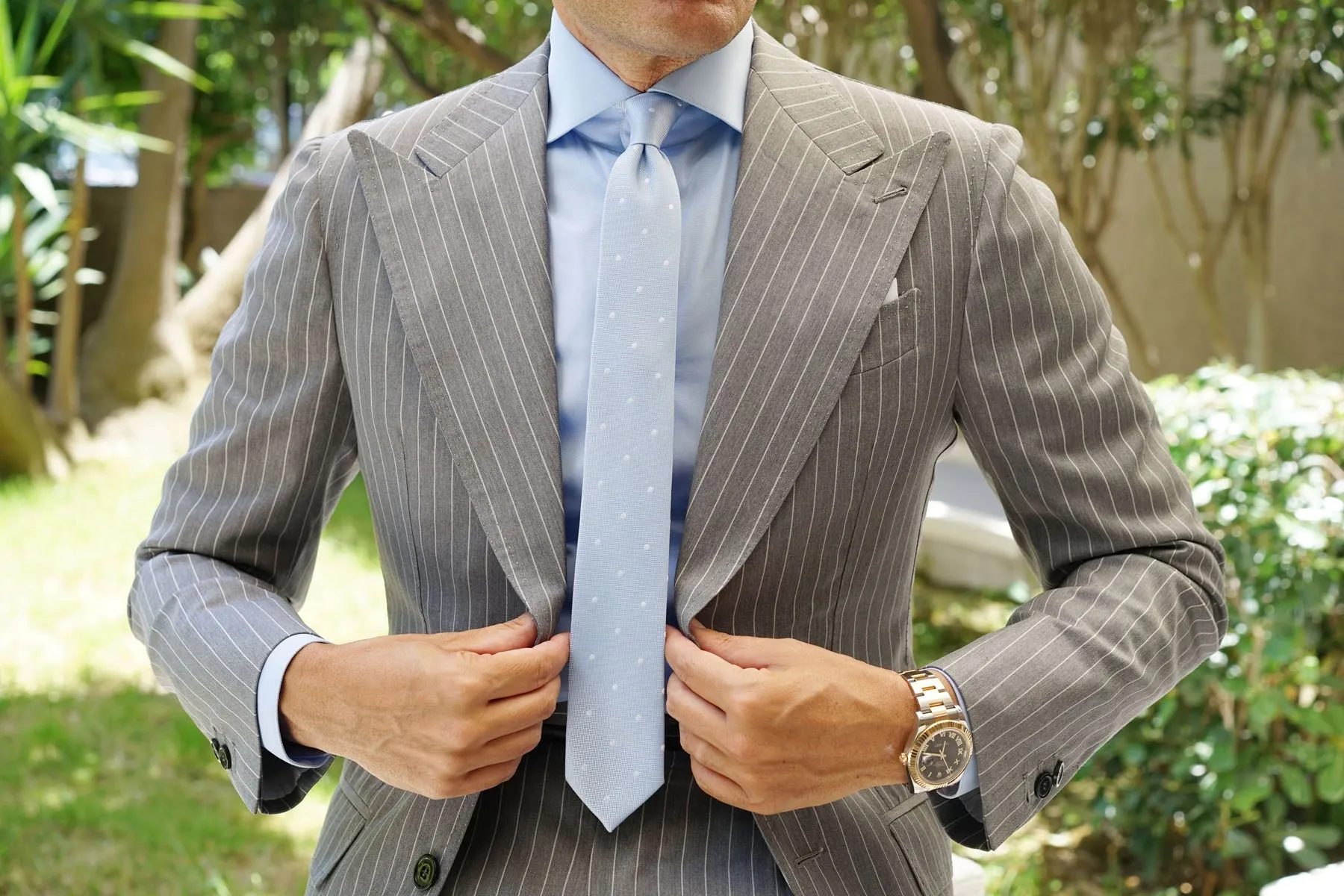 Mint Blue with White Polka Dots Skinny Tie