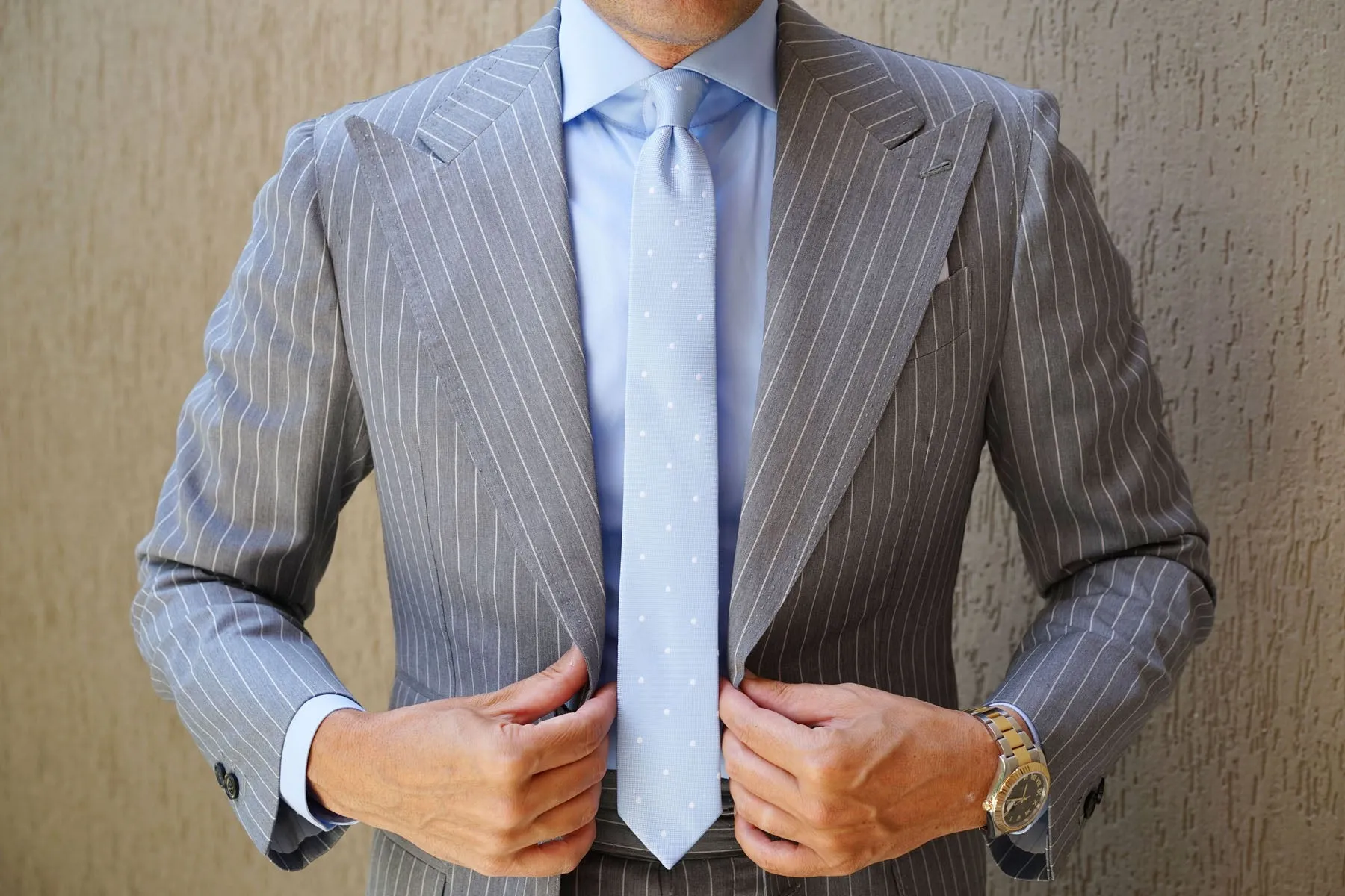 Mint Blue with White Polka Dots Skinny Tie