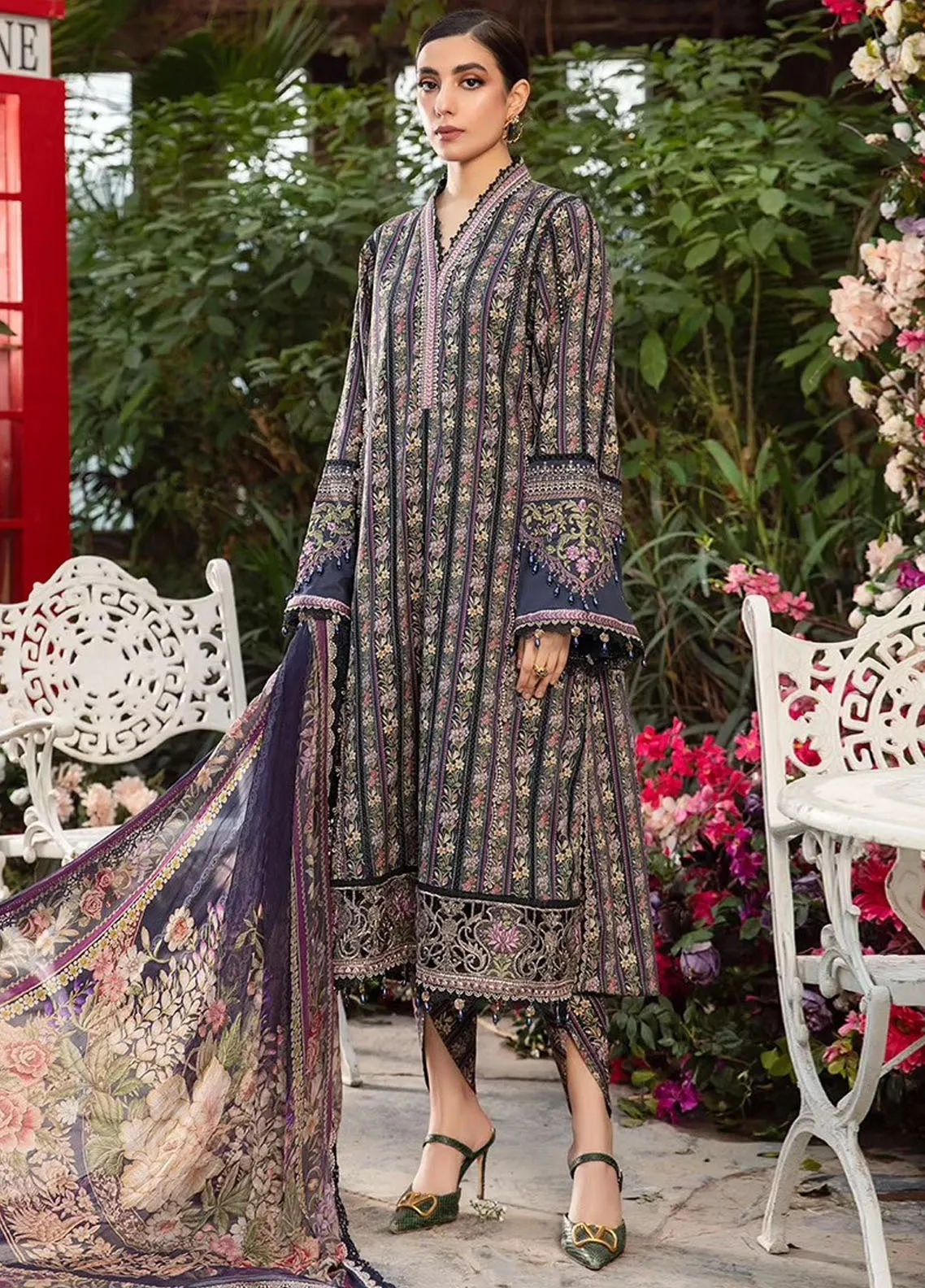 M.Prints By Maria B Embroidered Lawn Unstitched 3 Piece Suit - MB24MPL 7B