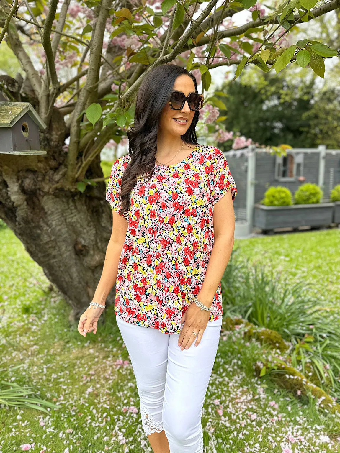 Multicolour Ditsy Flower Pattern Top Victoria